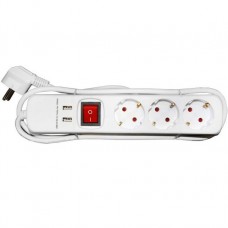 Γωνιακό Πολύπριζο 3 Θέσεων και 2 USB Καλώδιο 1.5m Λευκό 15-315135